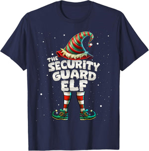 The Security Guard Elf Family Matching Group Christmas T-Shirt - T-Shirt | Navy