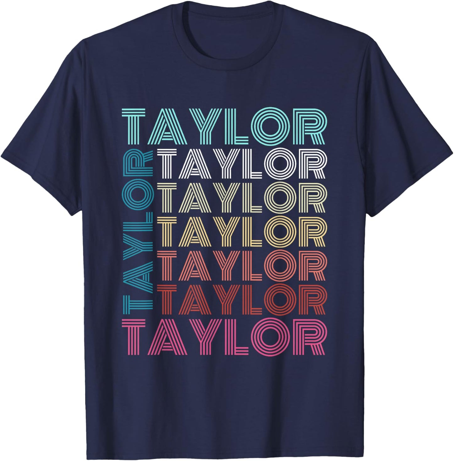 Taylor Girl First Name Boy Retro Personalized Groovy 80's T-Shirt - T-Shirt | Navy