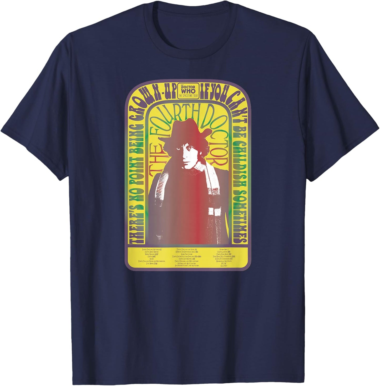 Spacetime-Tour 4th Doctor Baker Retro Time Travel T-Shirt - T-Shirt | Navy