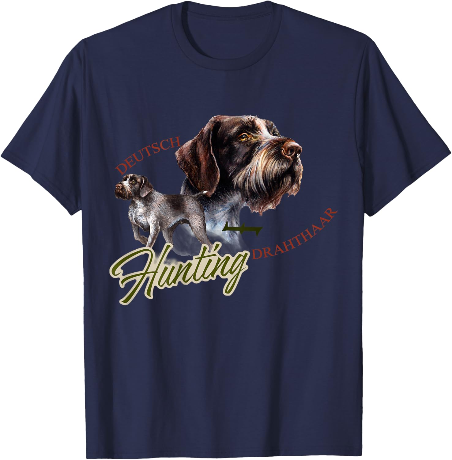 German Wirehaired Pointer Deutsch Drahthaar Back T-Shirt - T-Shirt | Navy