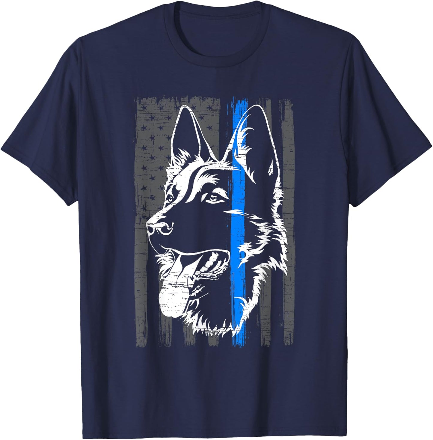 Thin Blue Line K9 Dog Law Enforcement Police Dog Policeman T-Shirt - T-Shirt | Navy