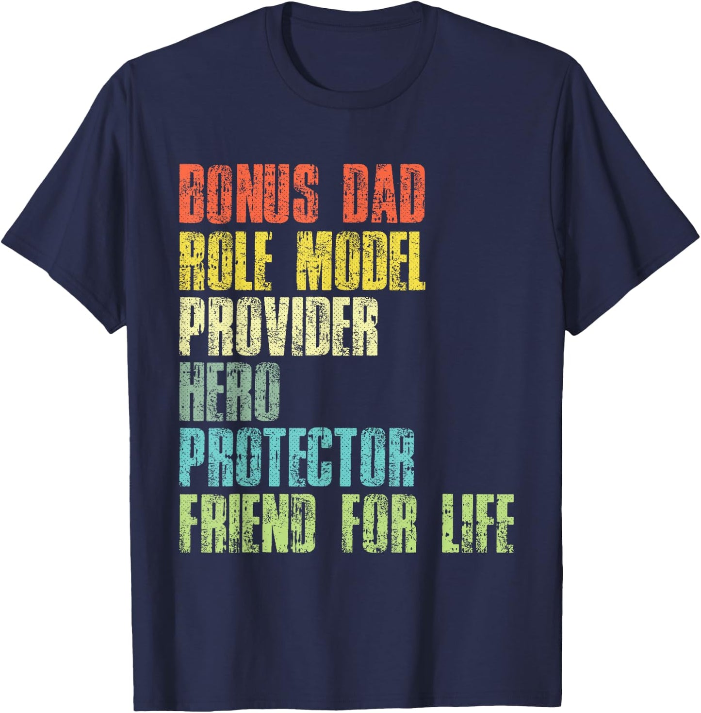 Bonus Daddy Fathers Day Step Dad Husband Protector Hero T-Shirt - T-Shirt | Navy
