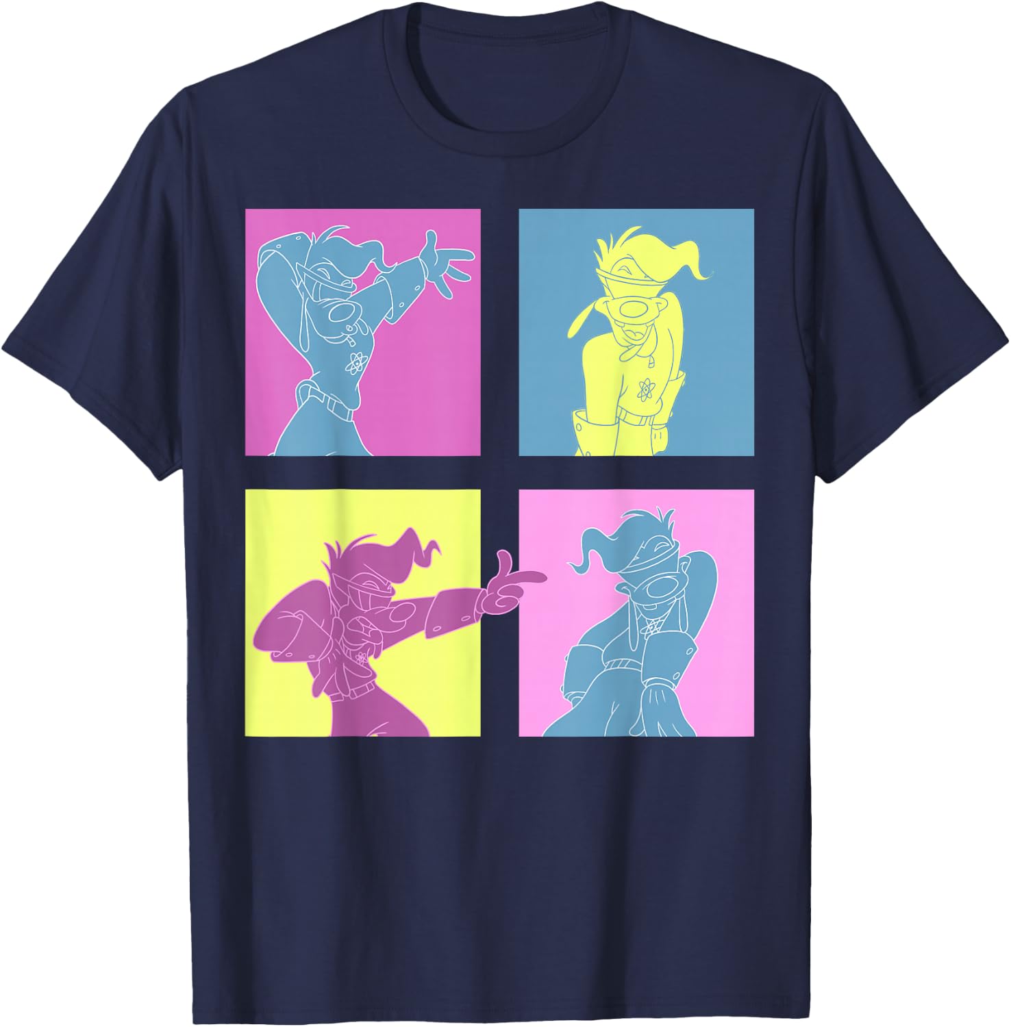 Disney Mickey and Friends Goofy Neon Panel Portrait T-Shirt - T-Shirt | Navy