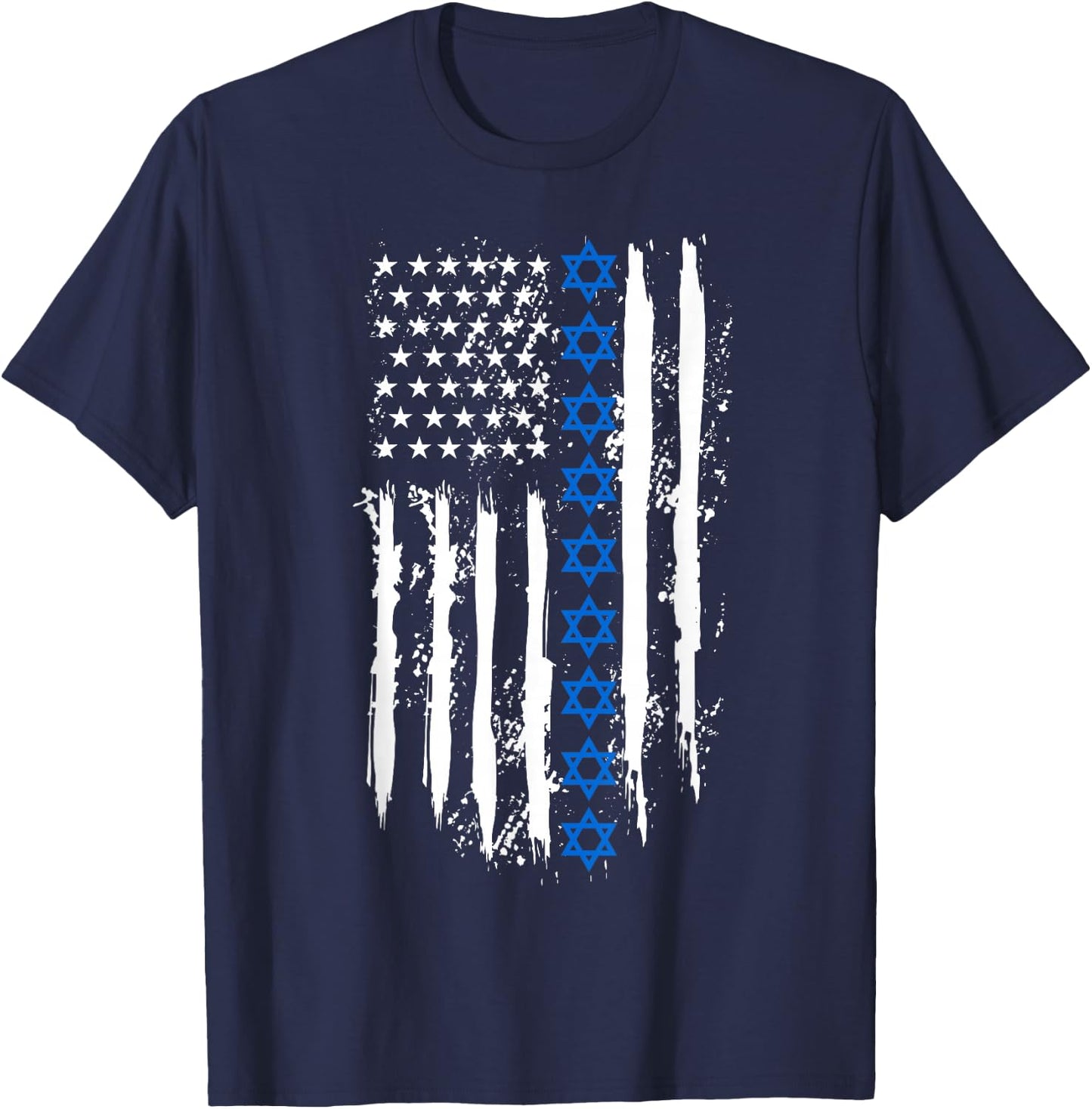 Israel Independence Star of David US American Flag Patriotic T-Shirt - T-Shirt | Navy