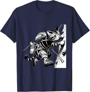 Adventure Cat Rock Climber - Cool Anime Style Climbing T-Shirt - T-Shirt | Navy