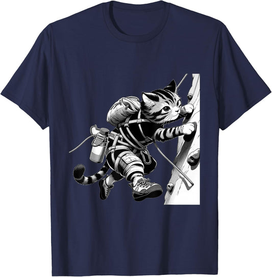 Adventure Cat Rock Climber - Cool Anime Style Climbing T-Shirt - T-Shirt | Navy