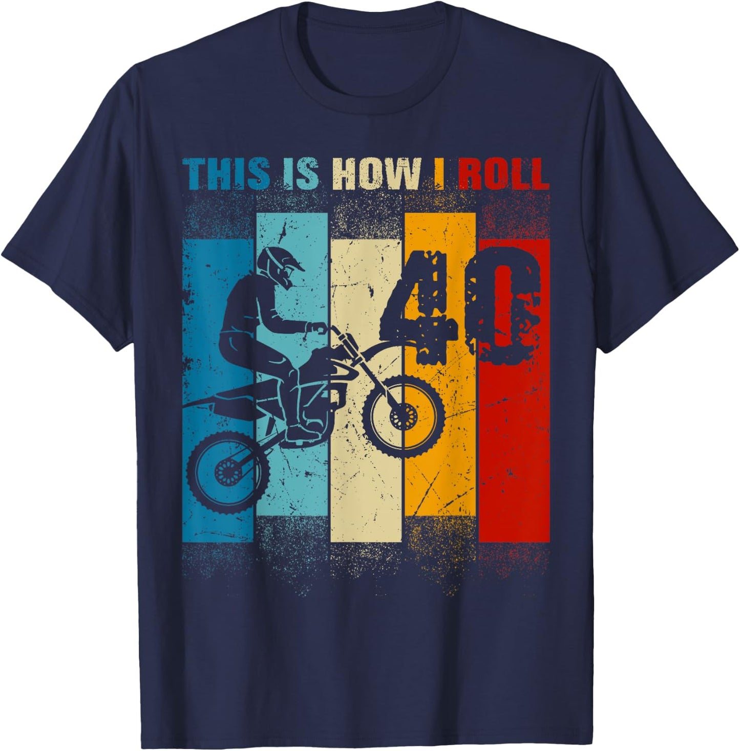 40 Year Old Birthday Boy Motocross 40thB-Day Dirt Bike T-Shirt - T-Shirt | Navy