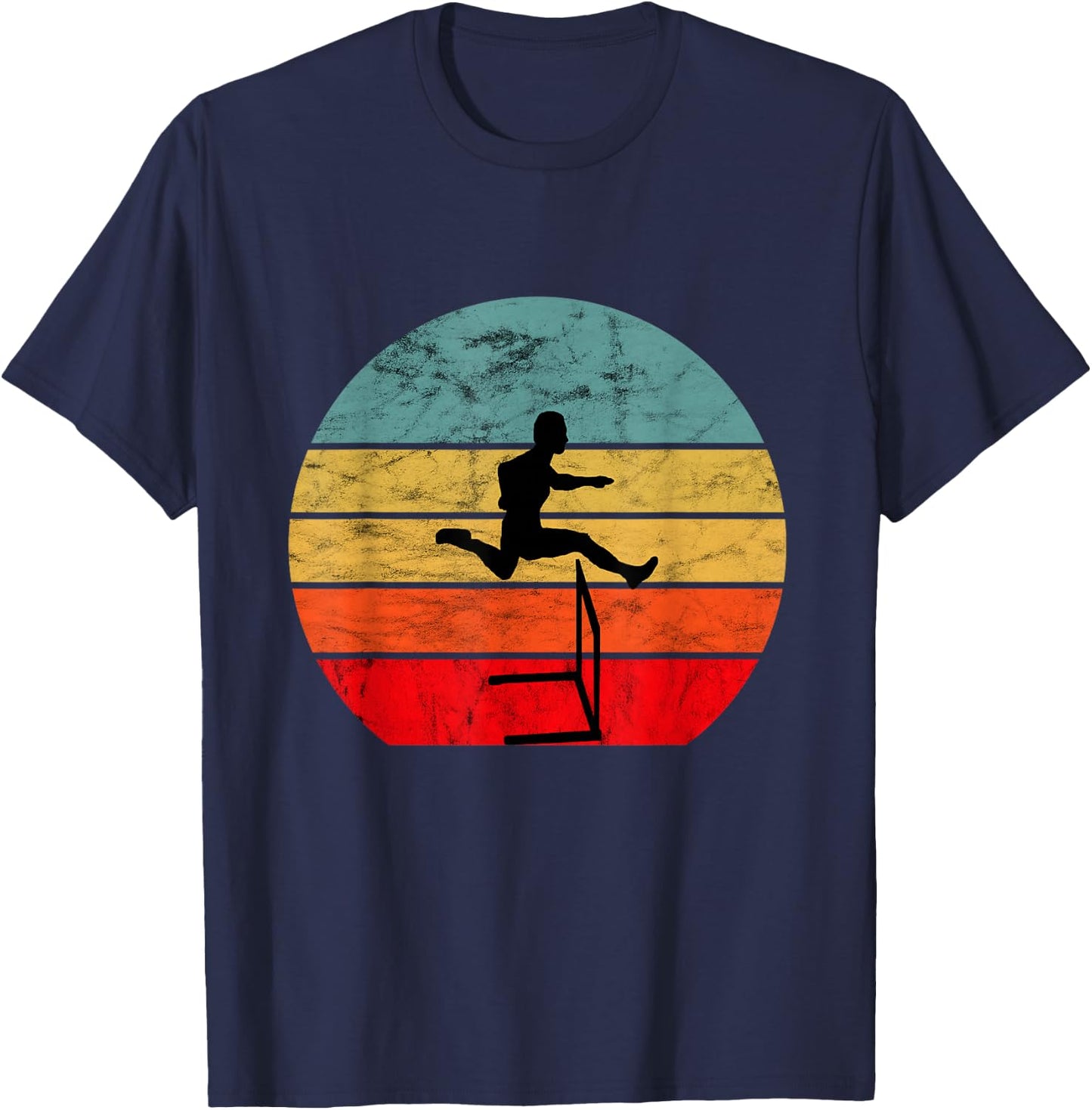 Hurdle Runner Retro Vintage Sunset Hurdle Run T-Shirt - T-Shirt | Navy