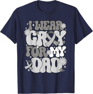 I Wear Gray For My Dad Brain Cancer Awareness Father's day T-Shirt - T-Shirt | Navy