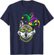 Wolf Animal Lover Cute Mardi Gras Carnival Jester T-Shirt - T-Shirt | Navy