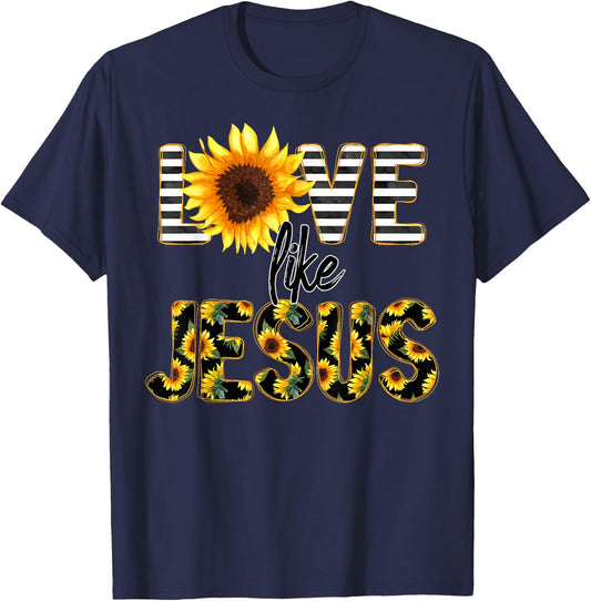Sunflower Love Like Jesus T-Shirt - T-Shirt | Navy