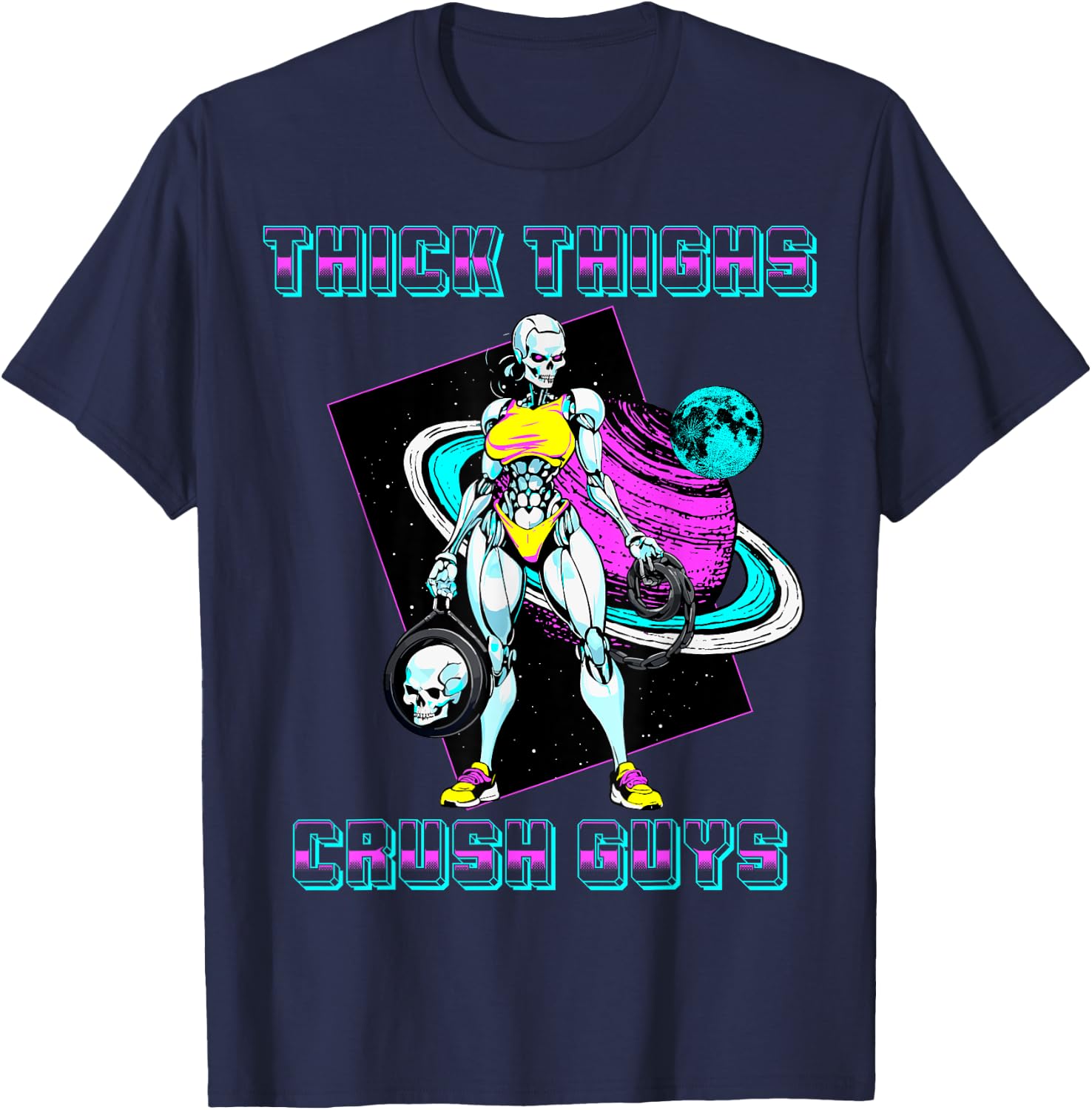 Thick Thighs Crush Guys Weightlifting Bodybuilding Gym T-Shirt - T-Shirt | Navy