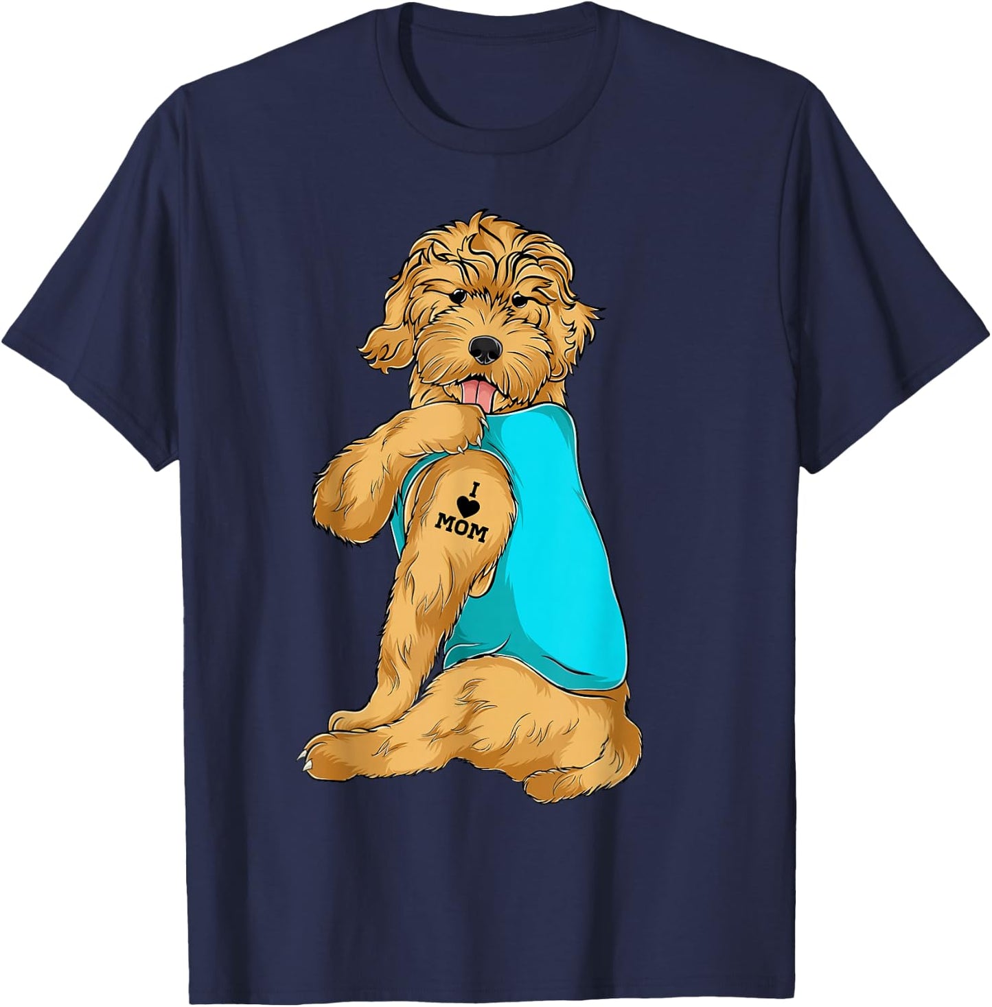 Goldendoodle I Love Mom Tattoo Apparel Dog Mom Gifts T-Shirt - T-Shirt | Navy