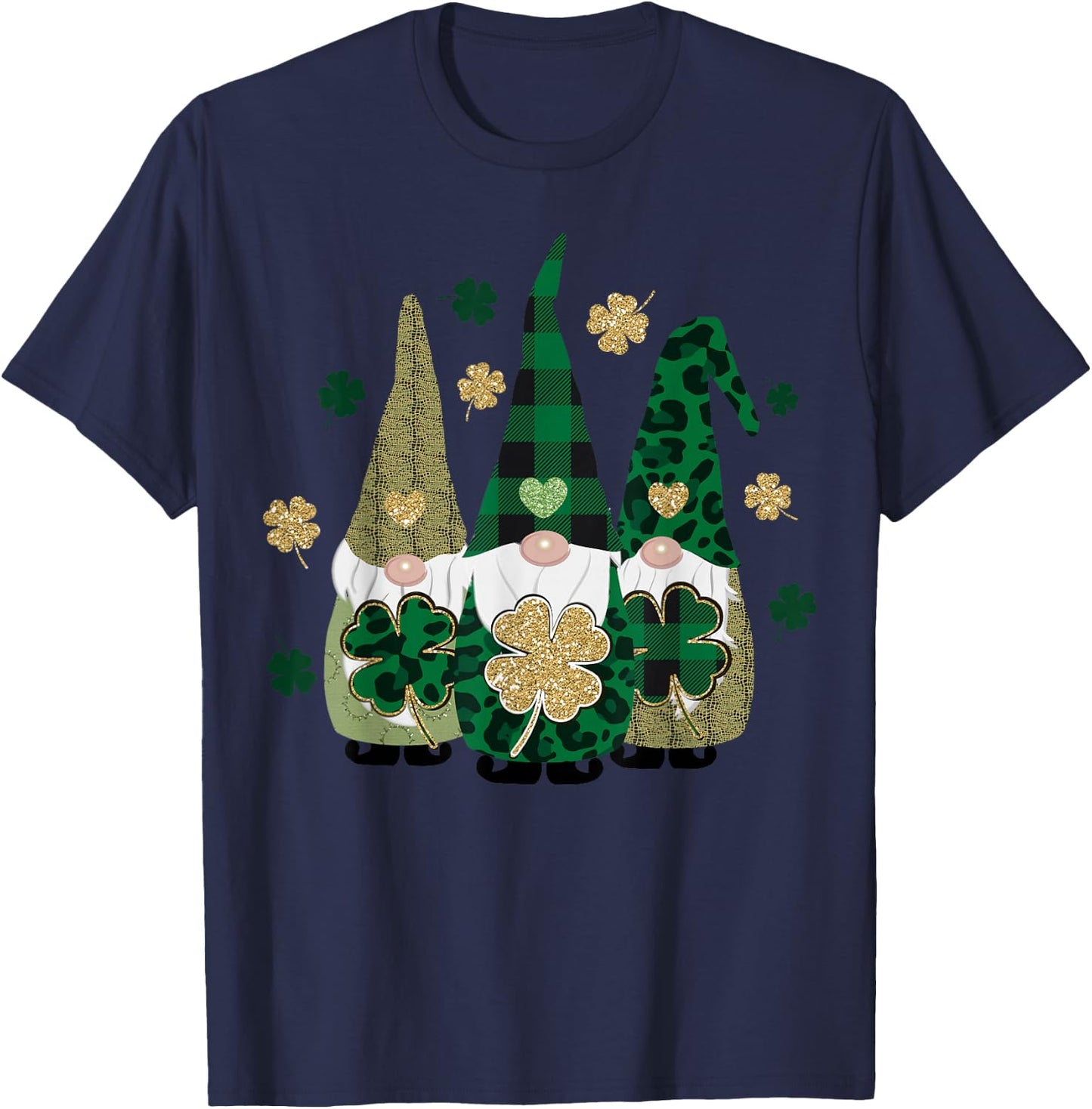 Irish Gnome St Patricks Day Shamrock Shirt Lucky Leprechauns T-Shirt - T-Shirt | Navy