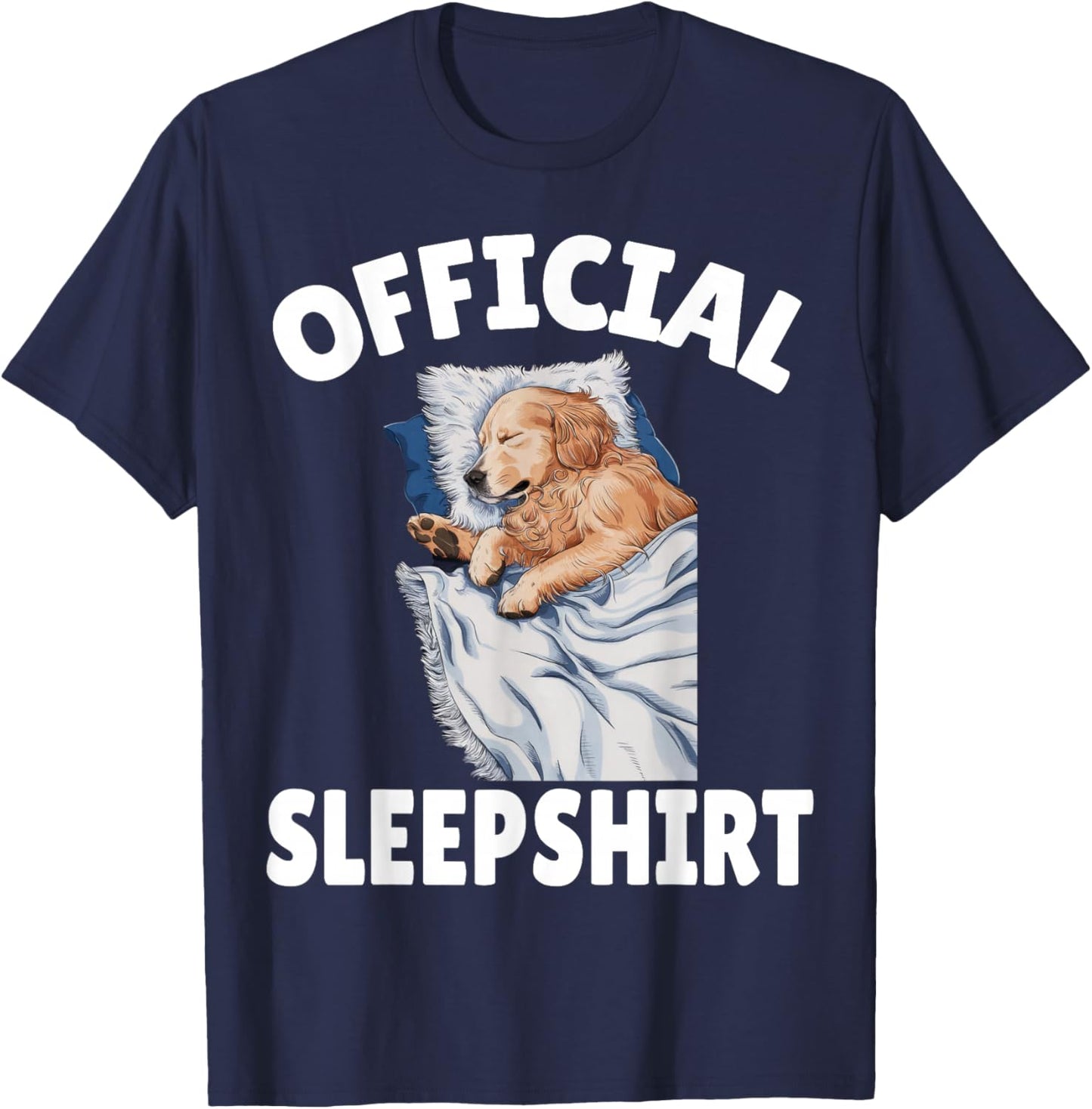 Golden Retriever Dog Official Sleepshirt Napping Pajamas T-Shirt - T-Shirt | Navy