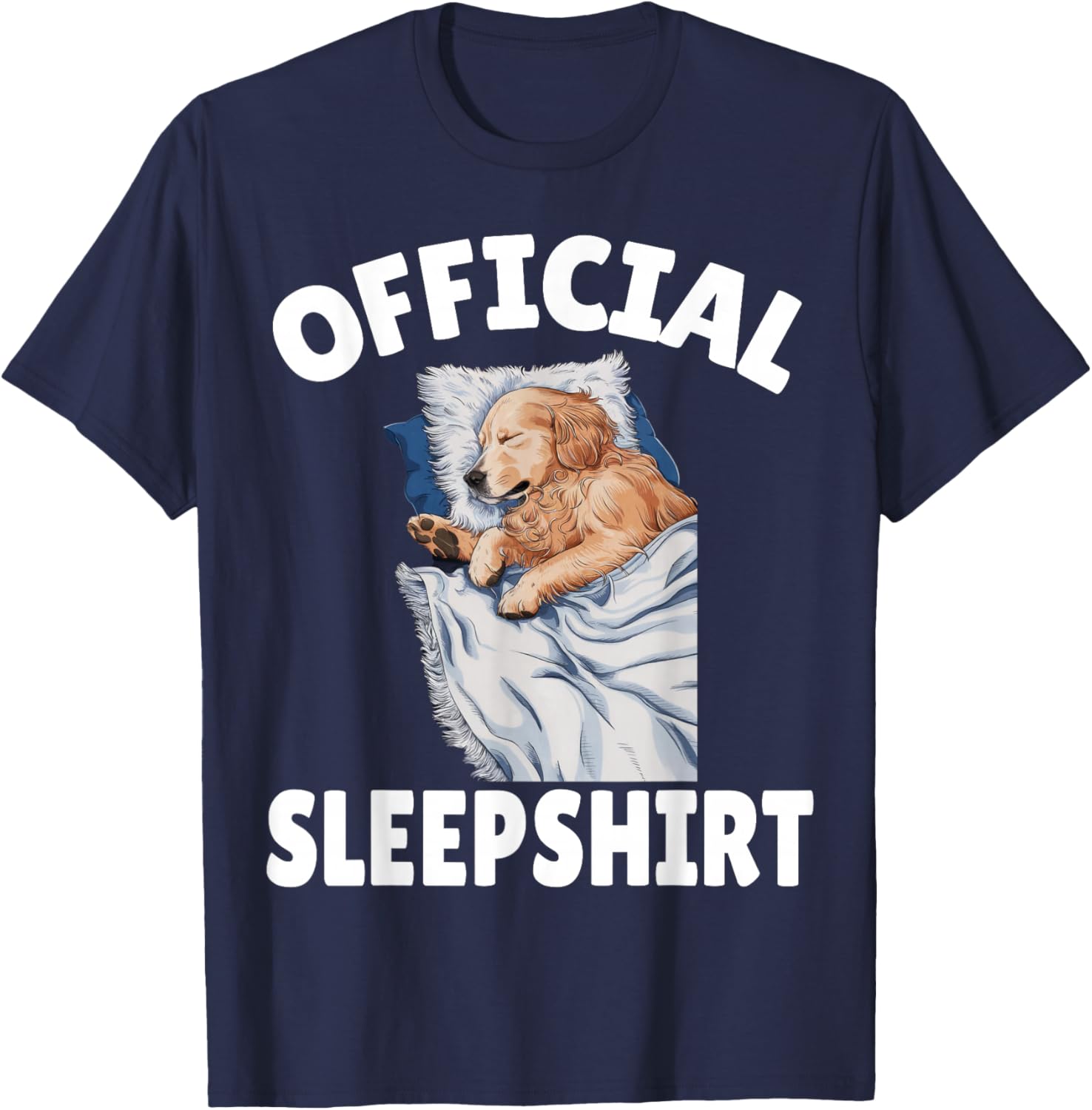 Golden Retriever Dog Official Sleepshirt Napping Pajamas T-Shirt - T-Shirt | Navy