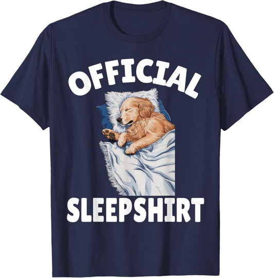 Golden Retriever Dog Official Sleepshirt Napping Pajamas T-Shirt - T-Shirt | Navy