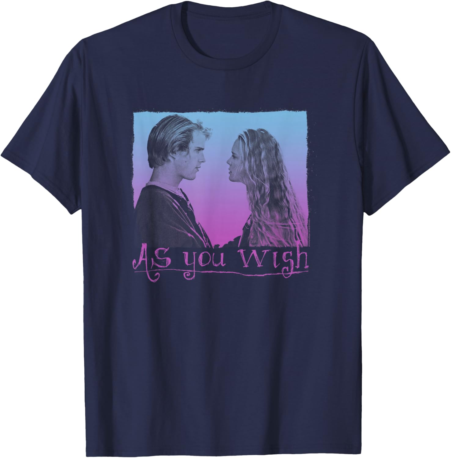 The Princess Bride As You Wish Gradient Retro Movie T-Shirt - T-Shirt | Navy