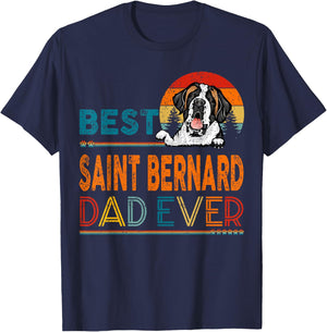 Best Saint Bernard Dad Ever Vintage Father's Day Dog Lover T-Shirt - T-Shirt | Navy