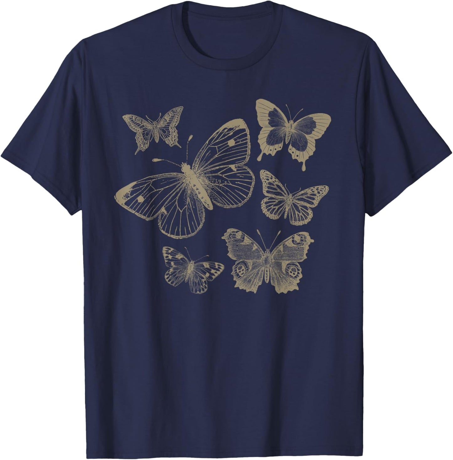 Butterfly Fairycore Grunge Aesthetic T-Shirt - T-Shirt | Navy