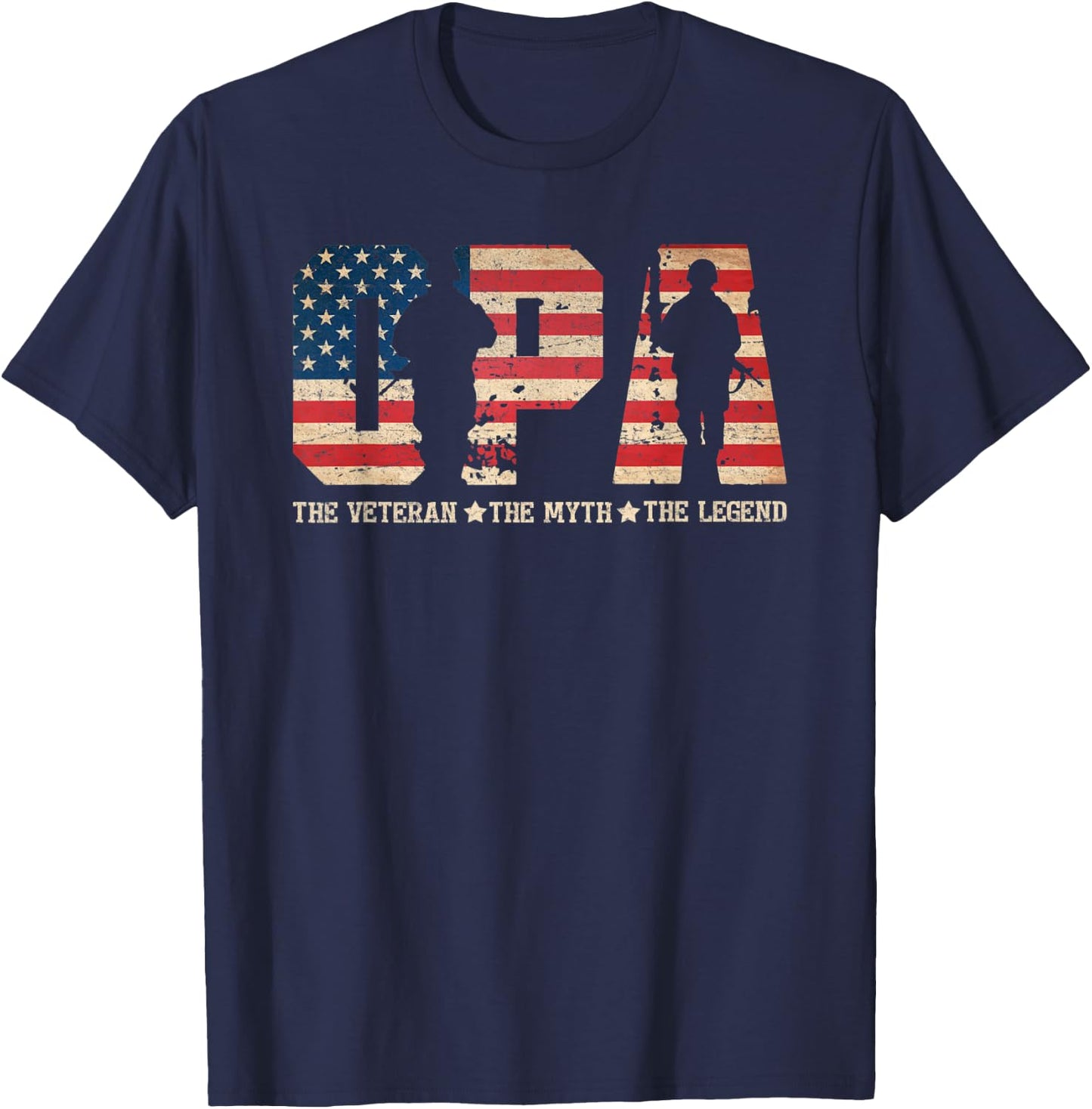 Opa The Veteran The Myth The Legend For Dad Fathers T-Shirt - T-Shirt | Navy