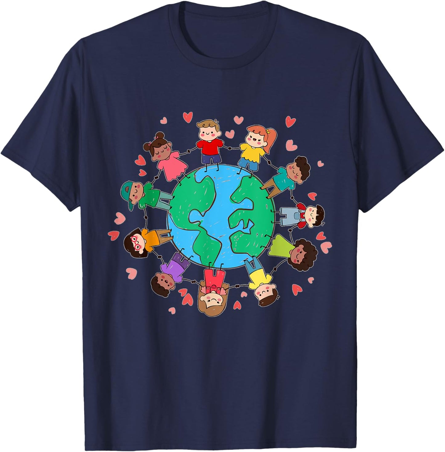 Happy Earth Day Children Around the World T-Shirt - T-Shirt | Navy
