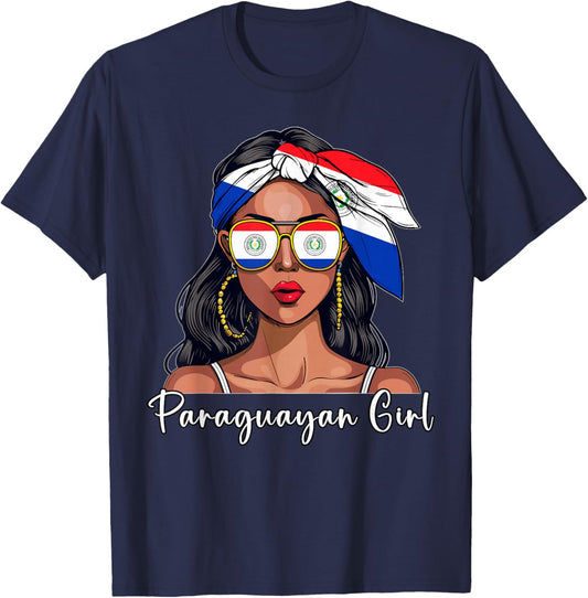 Paraguayan Souvenirs Products Woman Flag Girl Paraguay T-Shirt - T-Shirt | Navy