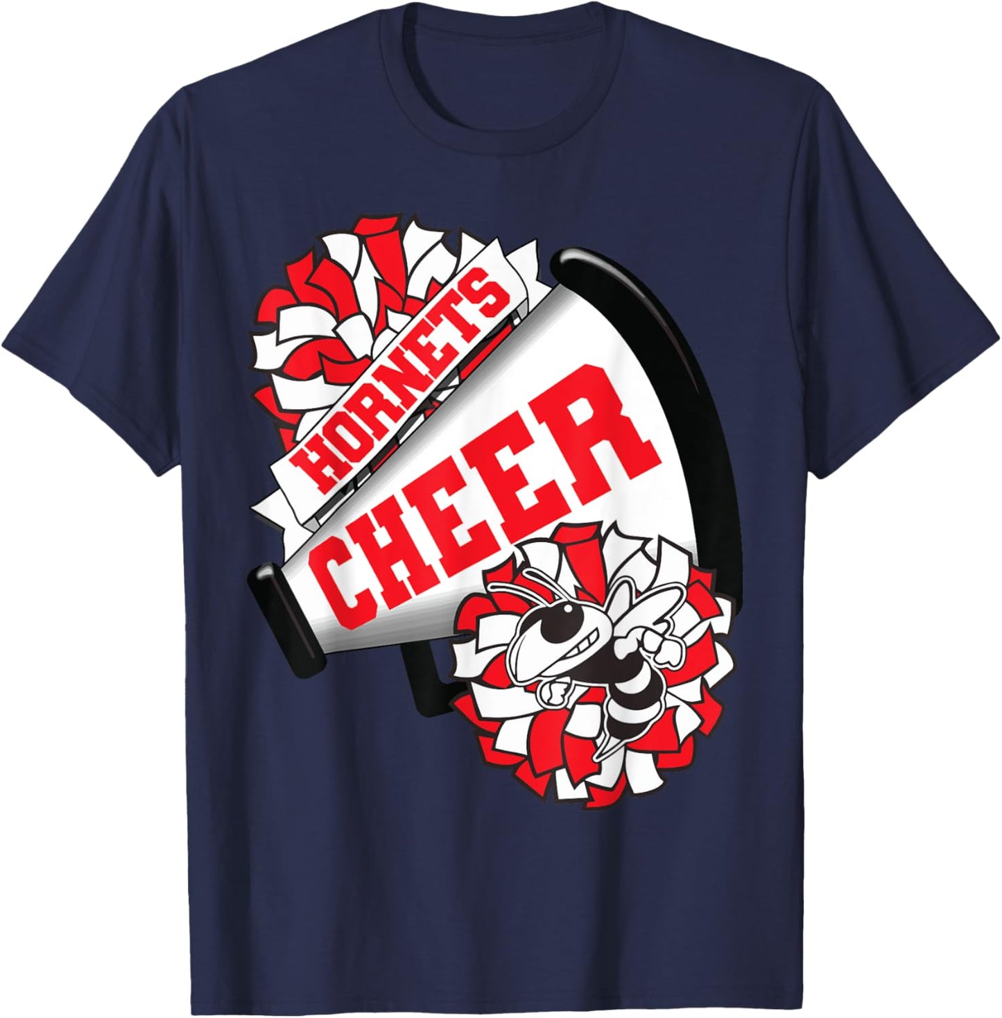 Hornets Cheer Back To School Cheerleading Spirit Red T-Shirt - T-Shirt | Navy
