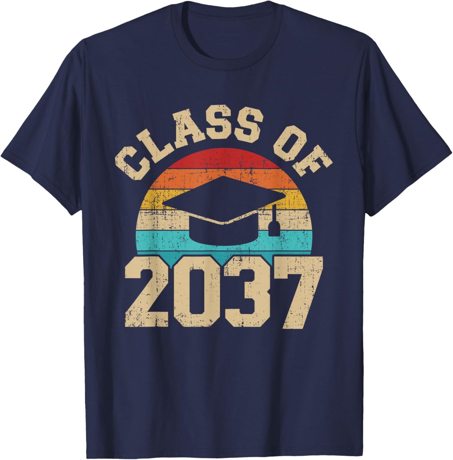 Kindergarten to graduation class of 2037 grow with me T-Shirt - T-Shirt | Navy