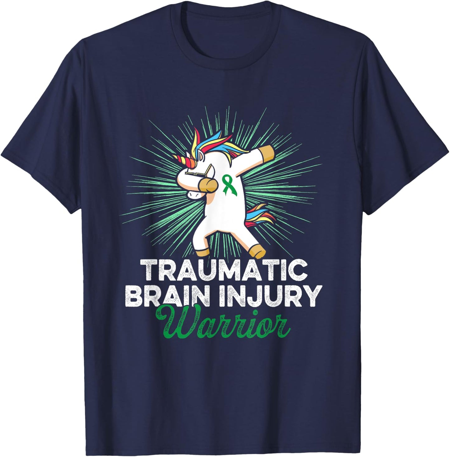 Traumatic Brain Injury Survivor Unicorn TBI Warrior T-Shirt - T-Shirt | Navy