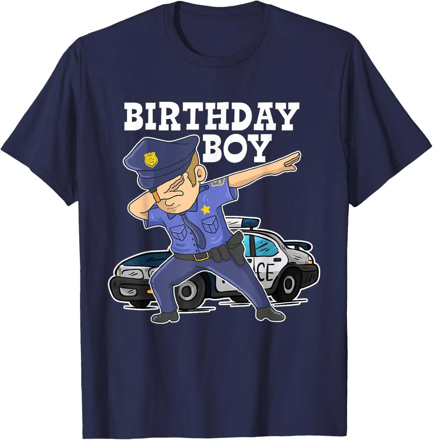 Birthday Boy Police Officer Cop Dab Design For Birthday Boy T-Shirt - T-Shirt | Navy