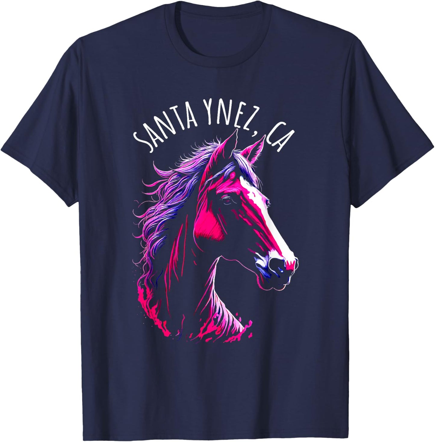 Santa Ynez California USA Equestrian Horse Design T-Shirt - T-Shirt | Navy