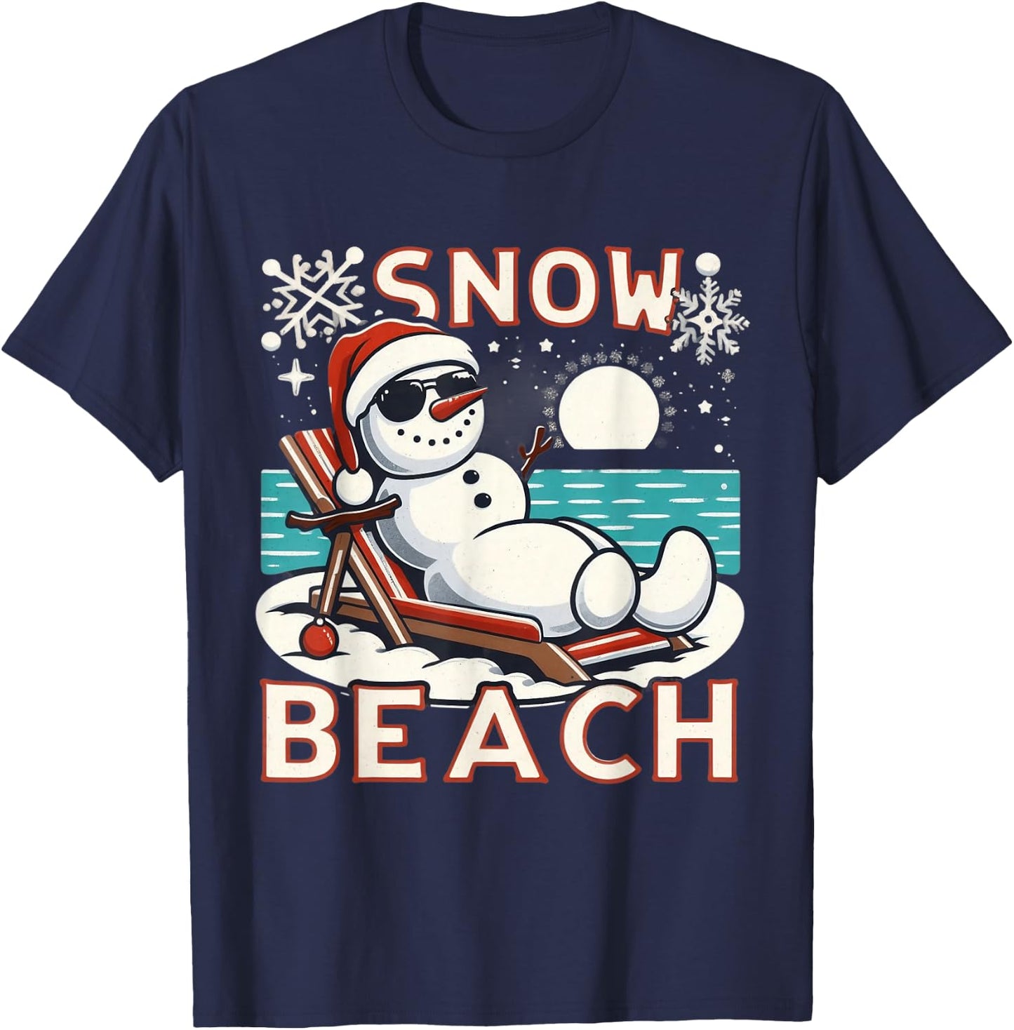 Snow Beach - Relaxing Vacation Winter Holiday T-Shirt - T-Shirt | Navy