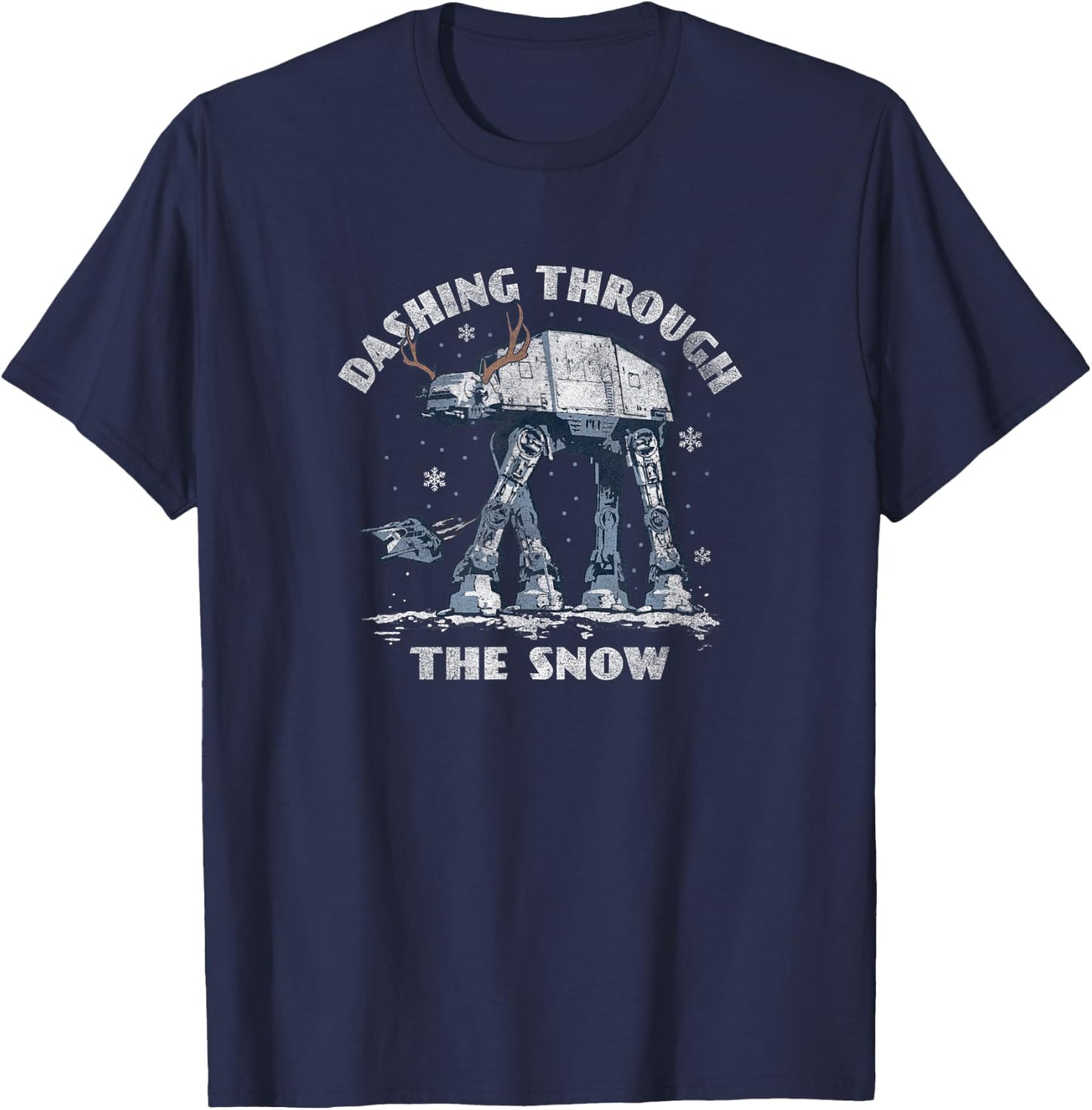Star Wars Christmas AT-AT Walker Dashing Through The Snow T-Shirt - T-Shirt | Navy