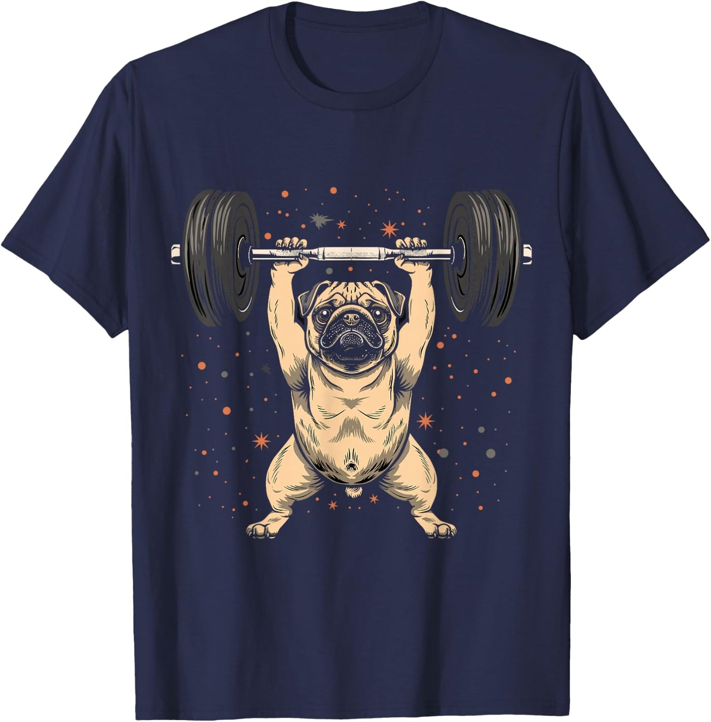 Pug Weightlifting Funny Deadlift Men Fitness Gym Workout T-Shirt - T-Shirt | Navy