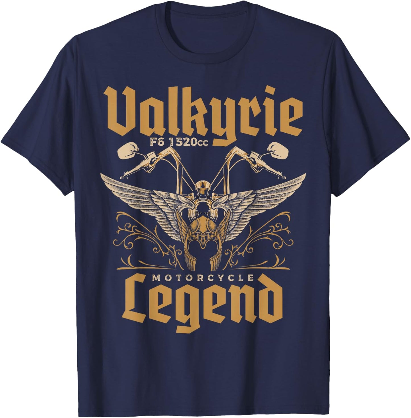 Valkyrie F6 1520cc Motorcycle Legend an Biker T-Shirt - T-Shirt | Navy