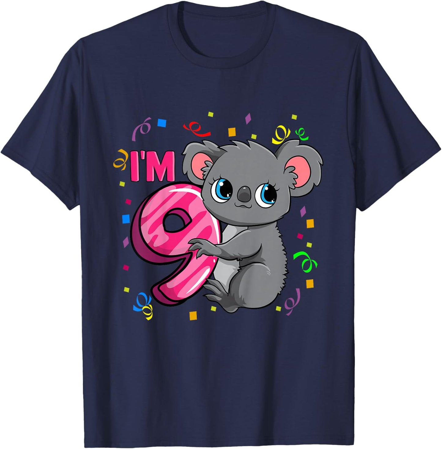 9th Birthday Shirt For Girls Koala Bear 9 Years Old T-Shirt - T-Shirt | Navy