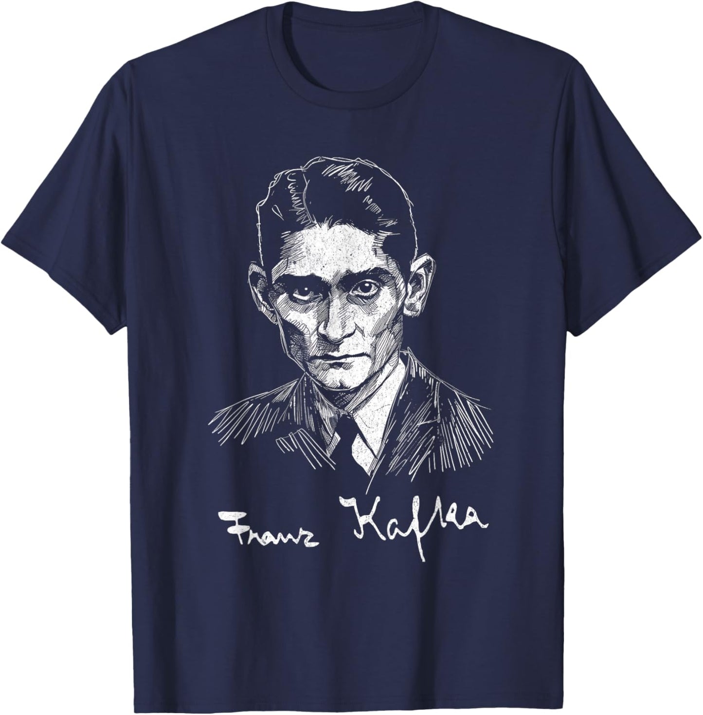 Franz Kafka with Signature For Literature Fans T-Shirt - T-Shirt | Navy