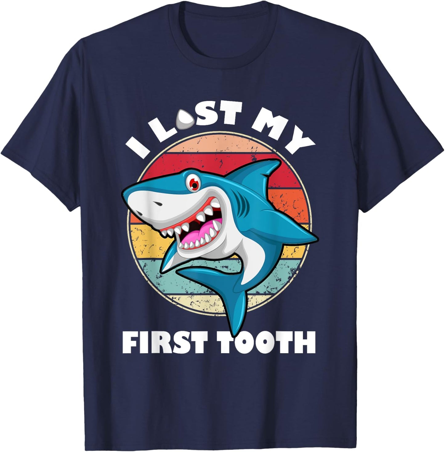 Funny Tooth Vintage Shark I Lost My First Tooth Kids T-Shirt - T-Shirt | Navy