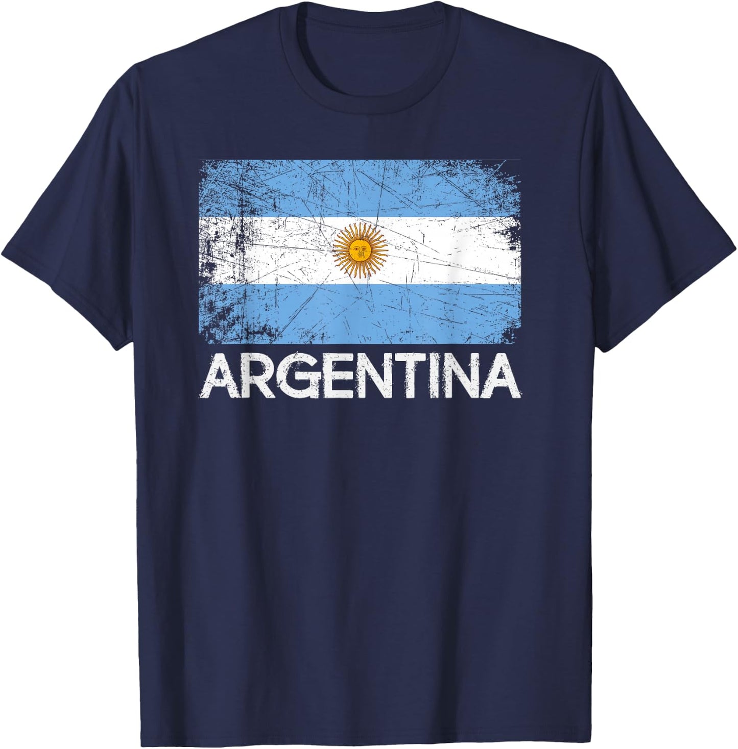 Argentinian Flag | Vintage Made In Argentina Gift T-Shirt - T-Shirt | Navy