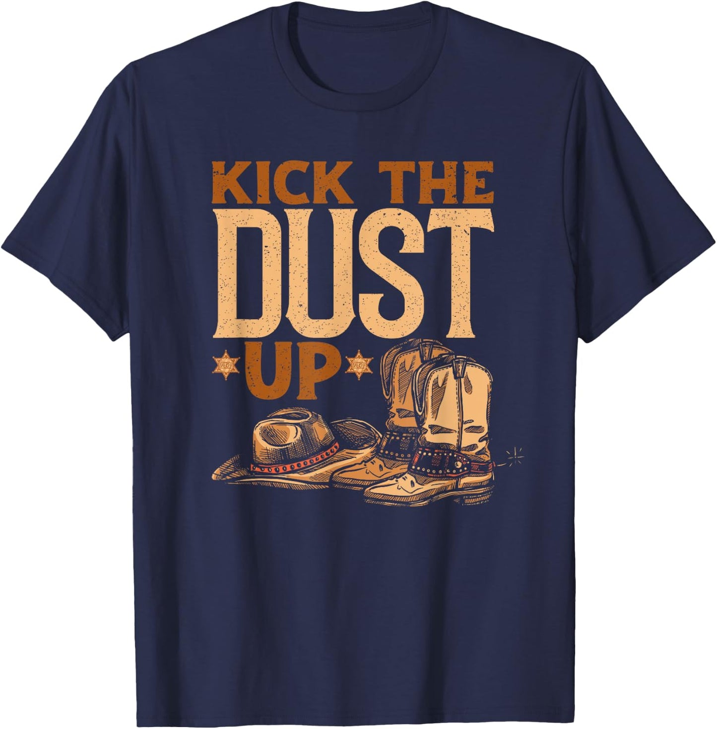 Kick The Dust Up - Vintage Cowboys Western Line Dancing T-Shirt - T-Shirt | Navy