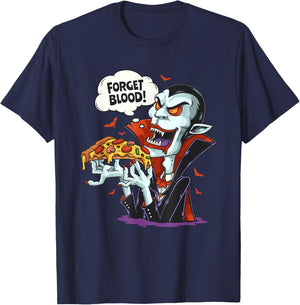 Funny Vampire Eating Pizza Halloween Lounger Costume T-Shirt - T-Shirt | Navy
