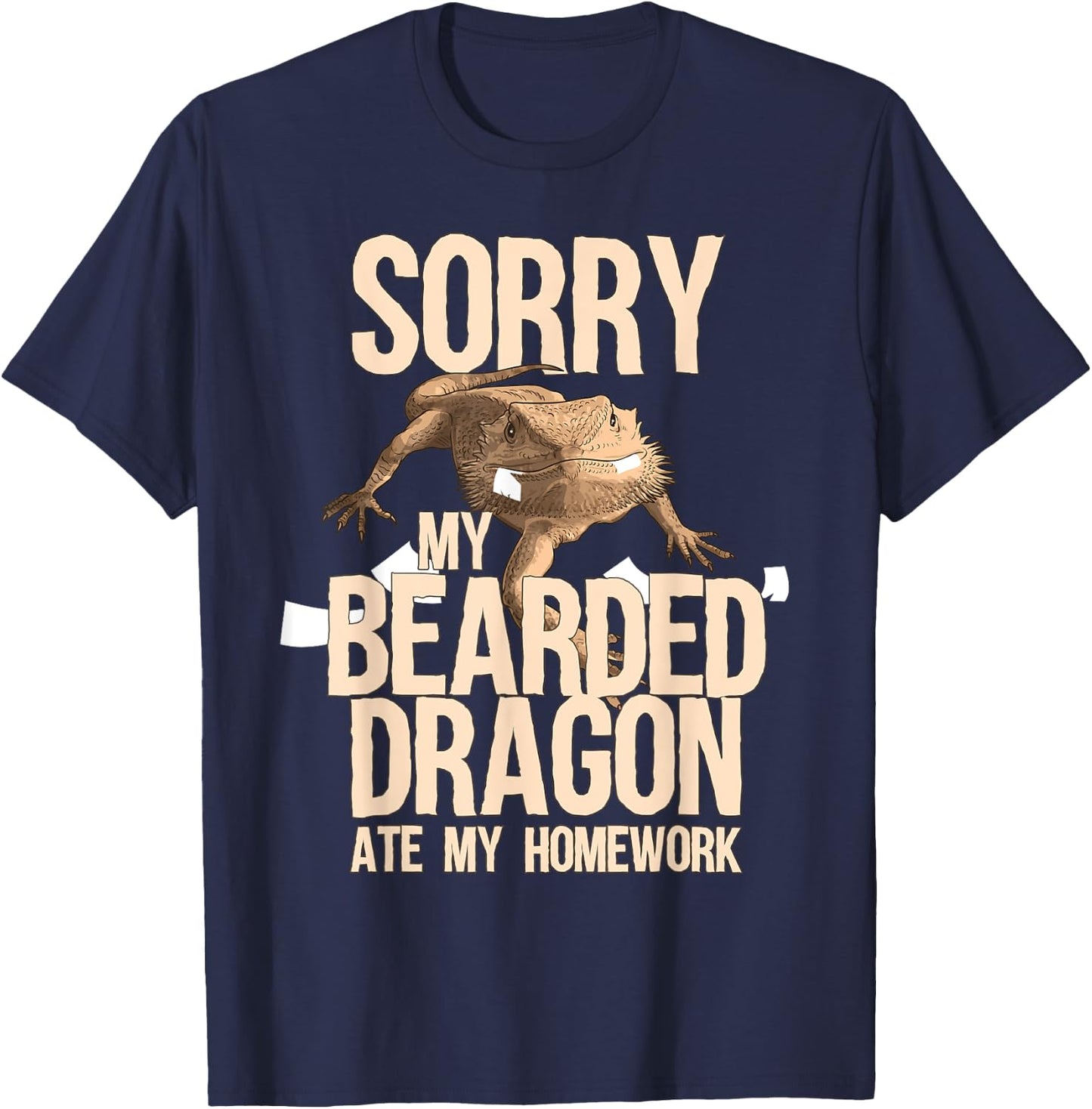 Funny Bearded Dragon Gift Men Women Kid Cool Homework Gag T-Shirt - T-Shirt | Navy