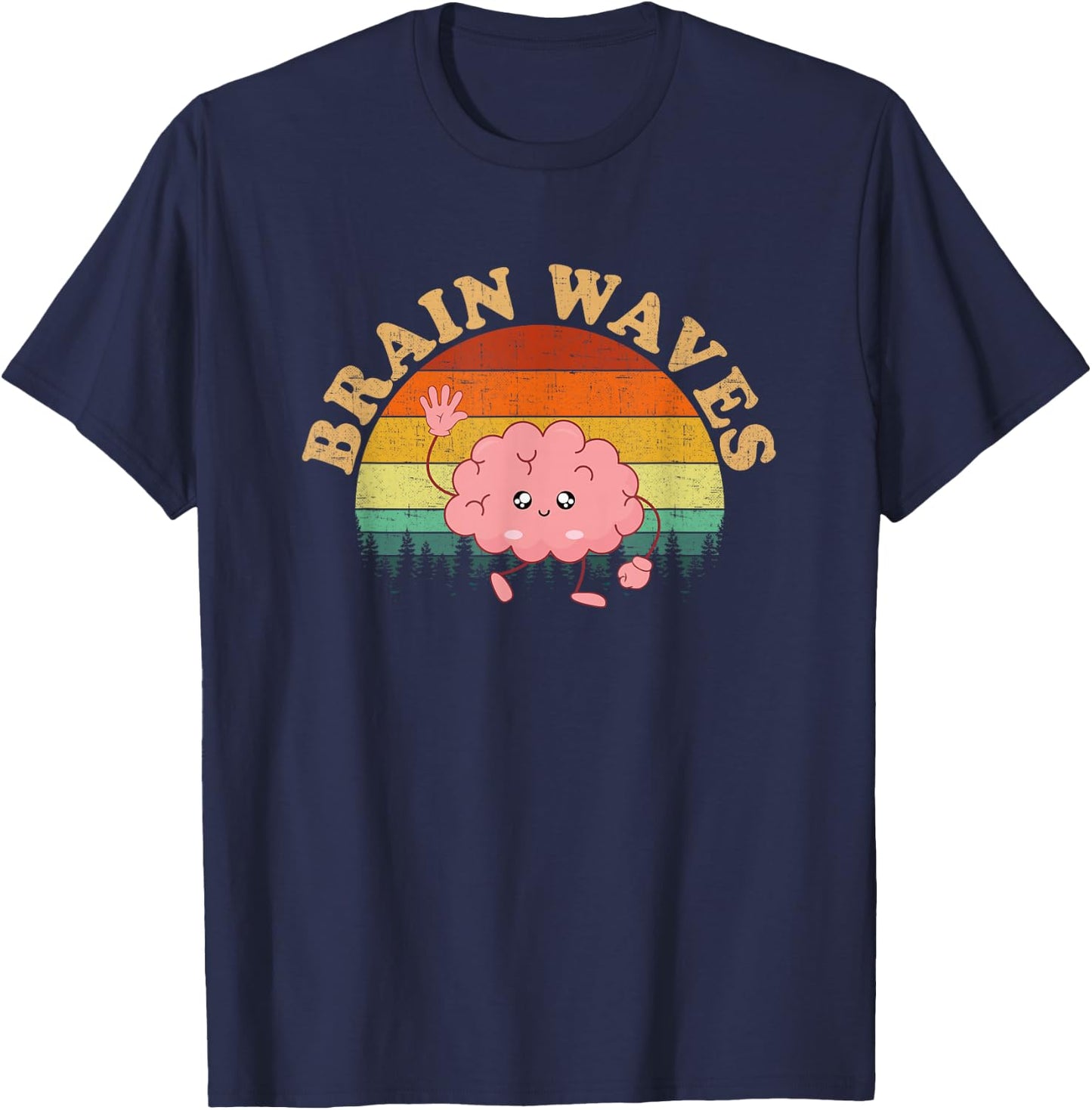 Brain Waves, Neurology Brain Neuroscience T-Shirt - T-Shirt | Navy