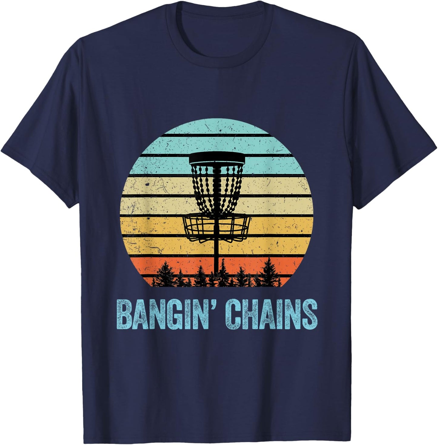 Disc Golf Shirt Funny Banging Chains Retro Disc Golf Gift T-Shirt - T-Shirt | Navy