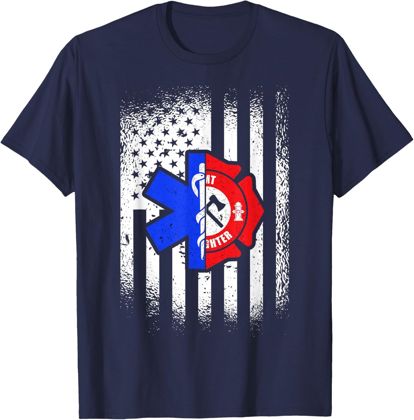 EMT American Flag First Responder Paramedic T-Shirt - T-Shirt | Navy