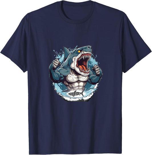 Shark muscle Classic, Animals Gym World, Bodybuilder T-Shirt - T-Shirt | Navy