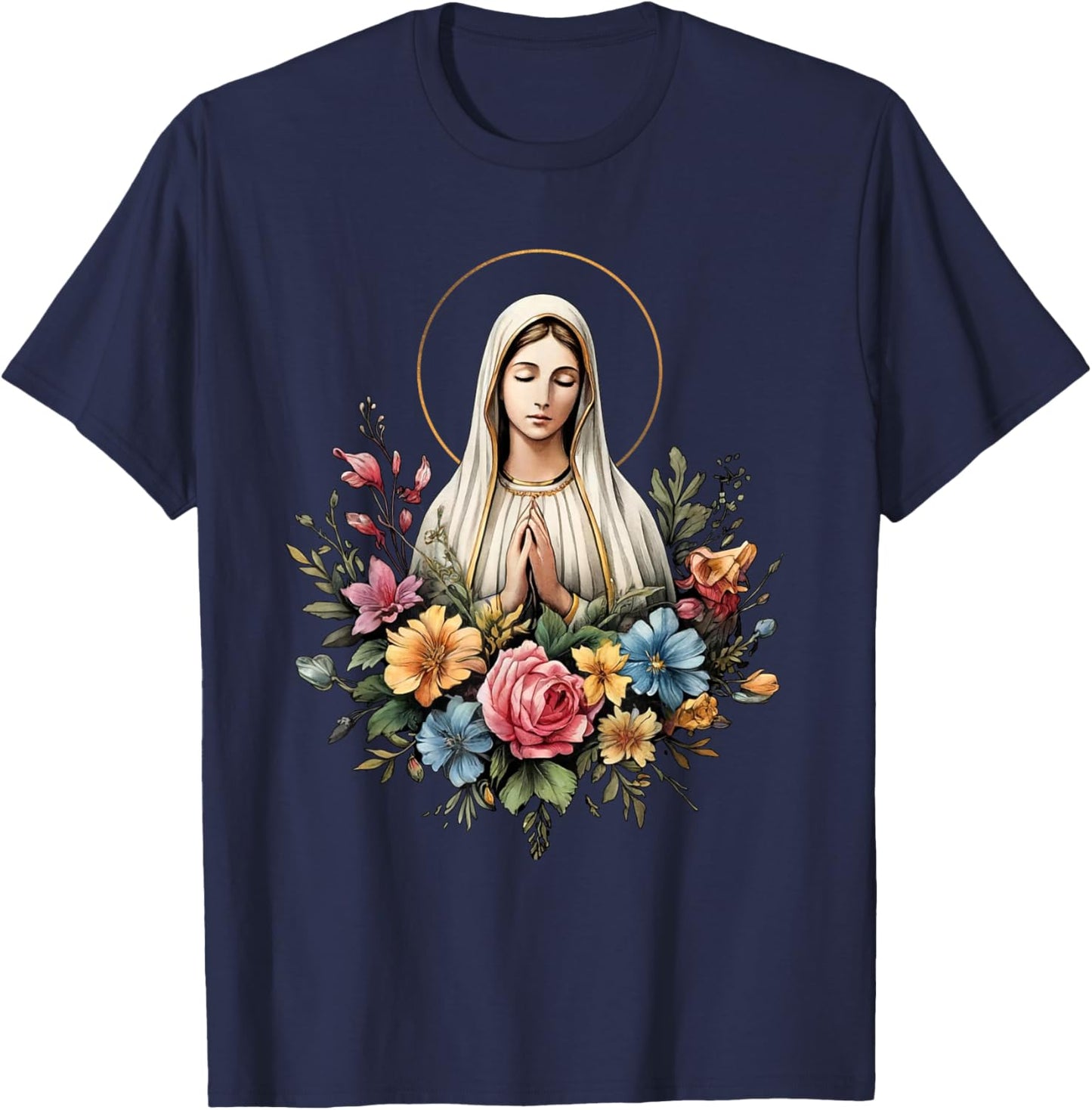 Our Lady of Fatima Mother Mary Saint Mary Powerful Symbol T-Shirt - T-Shirt | Navy