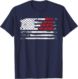 Uncle The Man Myth Legend American USA flag Father’s day T-Shirt - T-Shirt | Navy