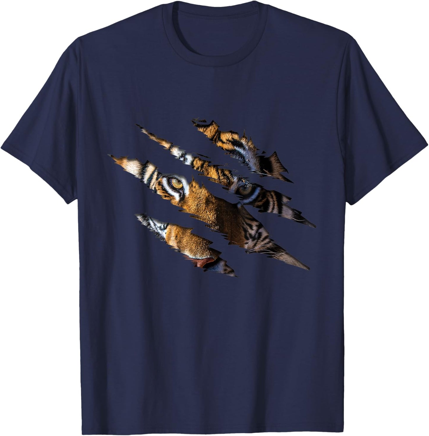 Tiger Face Claw Effect Big Cat Tiger Slash Claw Tiger Lover T-Shirt - T-Shirt | Navy